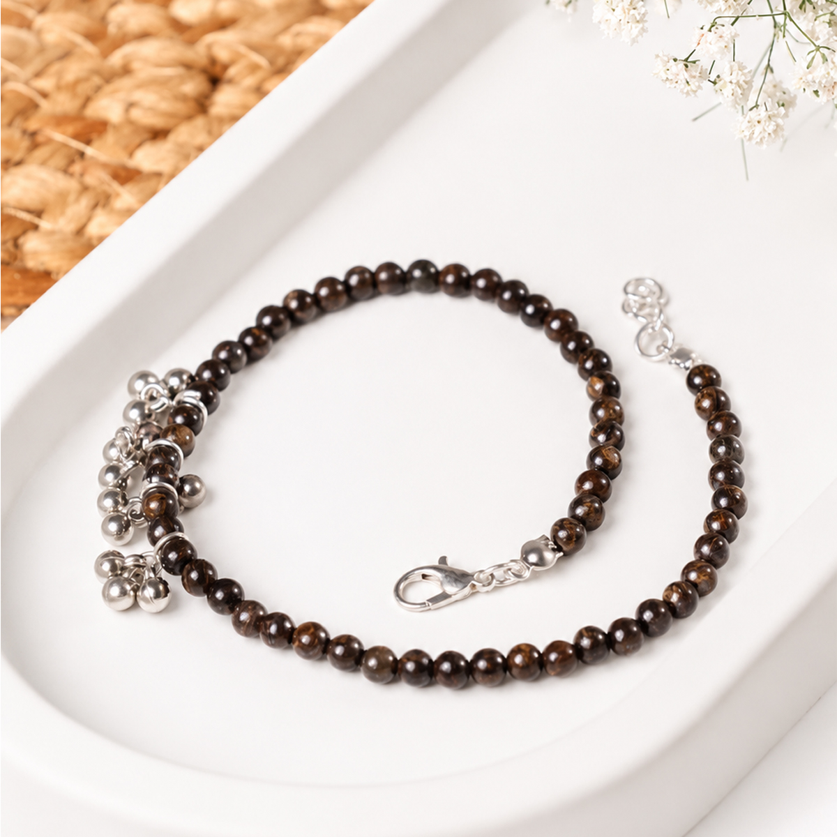 Bronzite Anklet 4mm-Shubhanjali Store (3) bronzite anklet 4mm