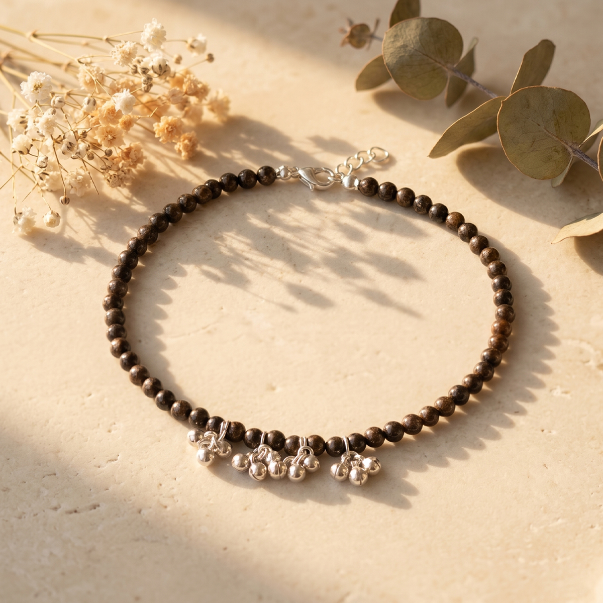 Bronzite Anklet 4mm-Shubhanjali Store (4) bronzite anklet 4mm