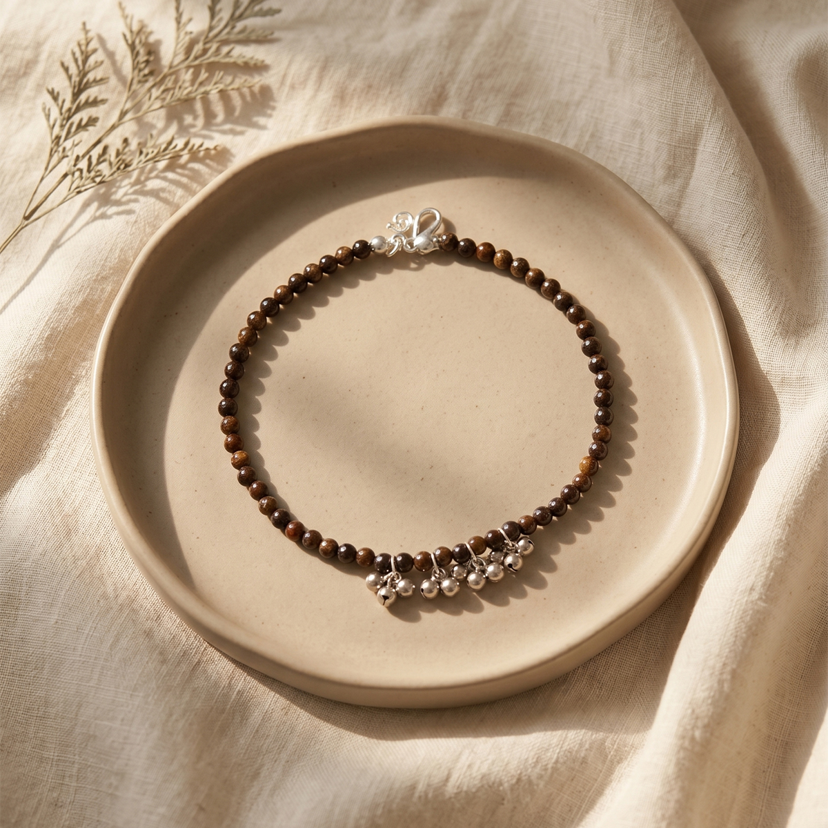 Bronzite Anklet 4mm-Shubhanjali Store (5) bronzite anklet 4mm