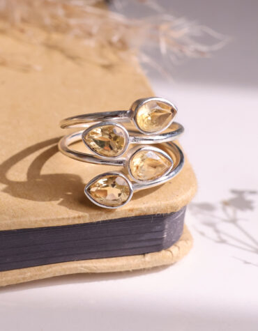 citrine 4 stone ring silver