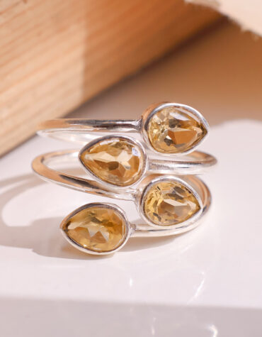 citrine 4 stone ring silver