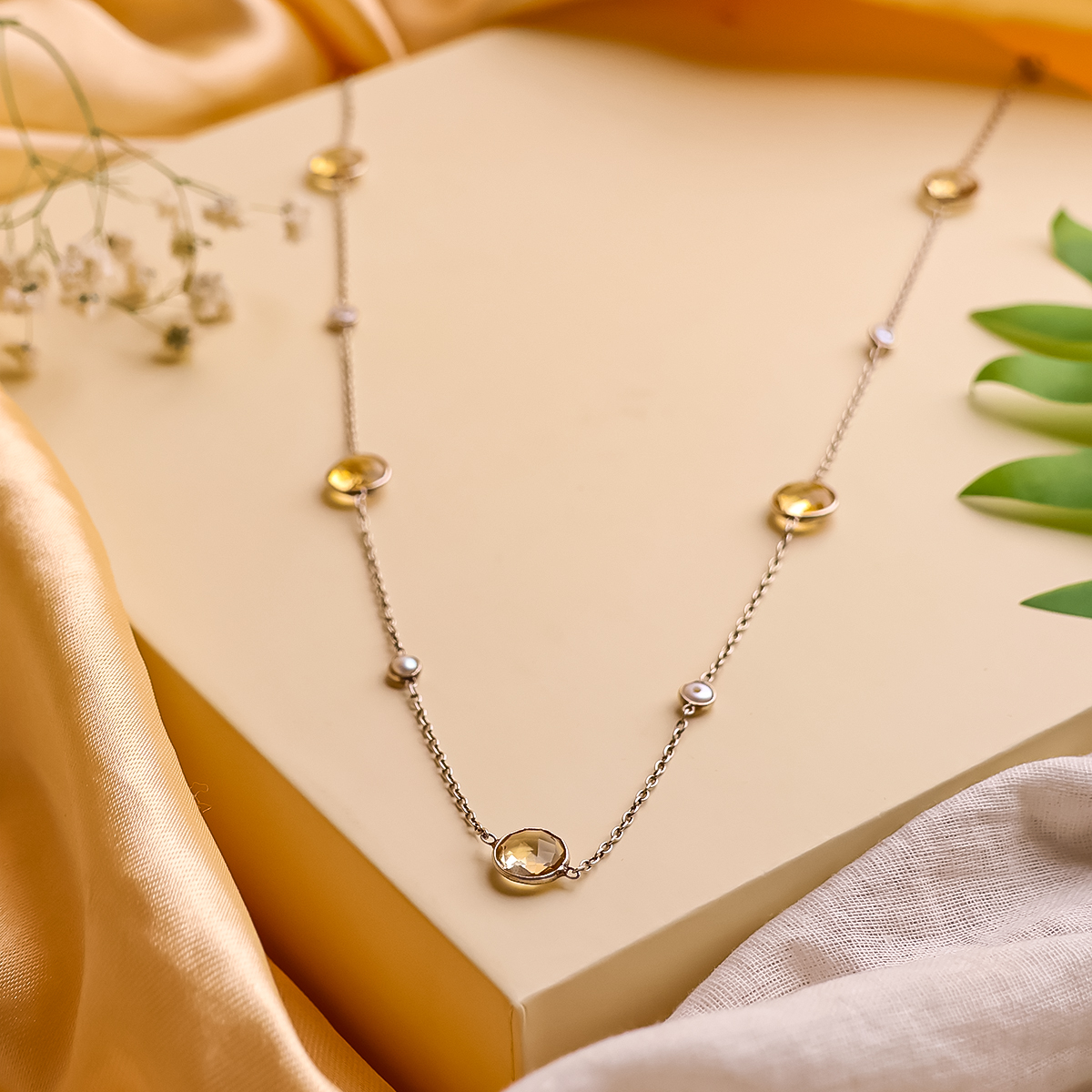 Citrine Coin Faceted Round Beads Necklace Silver-Shubhanjali Store (1) citrine coin faceted round beads necklace silver