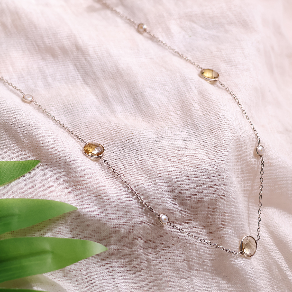 Citrine Coin Faceted Round Beads Necklace Silver-Shubhanjali Store (4) citrine coin faceted round beads necklace silver