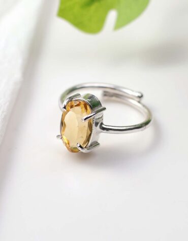 Citrine Diamond Cut Oval Ring-Shubhanjali Store