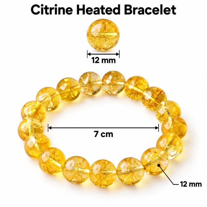 Citrine Heated Round Beads Bracelet (1) citrine heated round beads bracelet