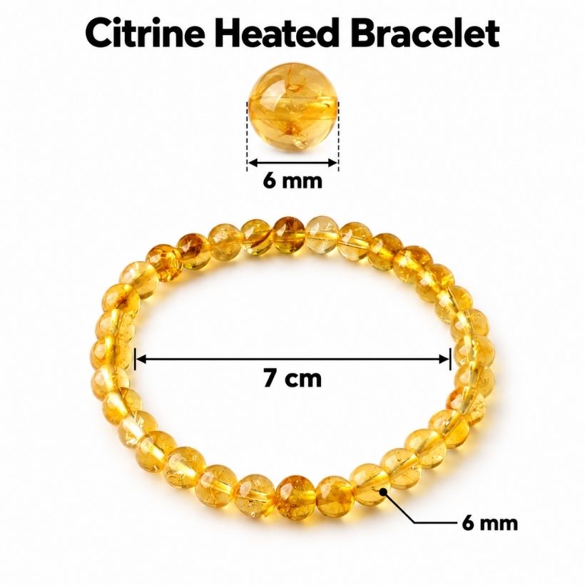 Citrine Heated Round Beads Bracelet (2) citrine heated round beads bracelet