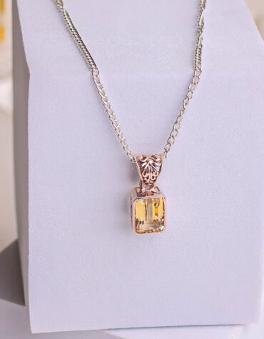 citrine rectangle silver pendant