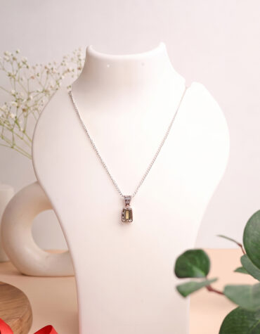 citrine rectangle silver pendant