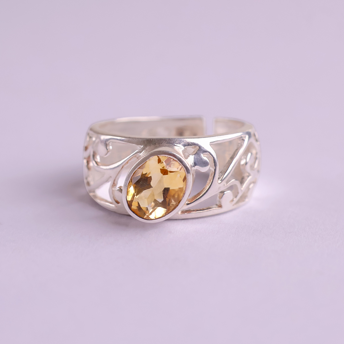 Citrine Small Oval Design Silver Ring-Shubhanjali Store (3) citrine small oval design silver ring