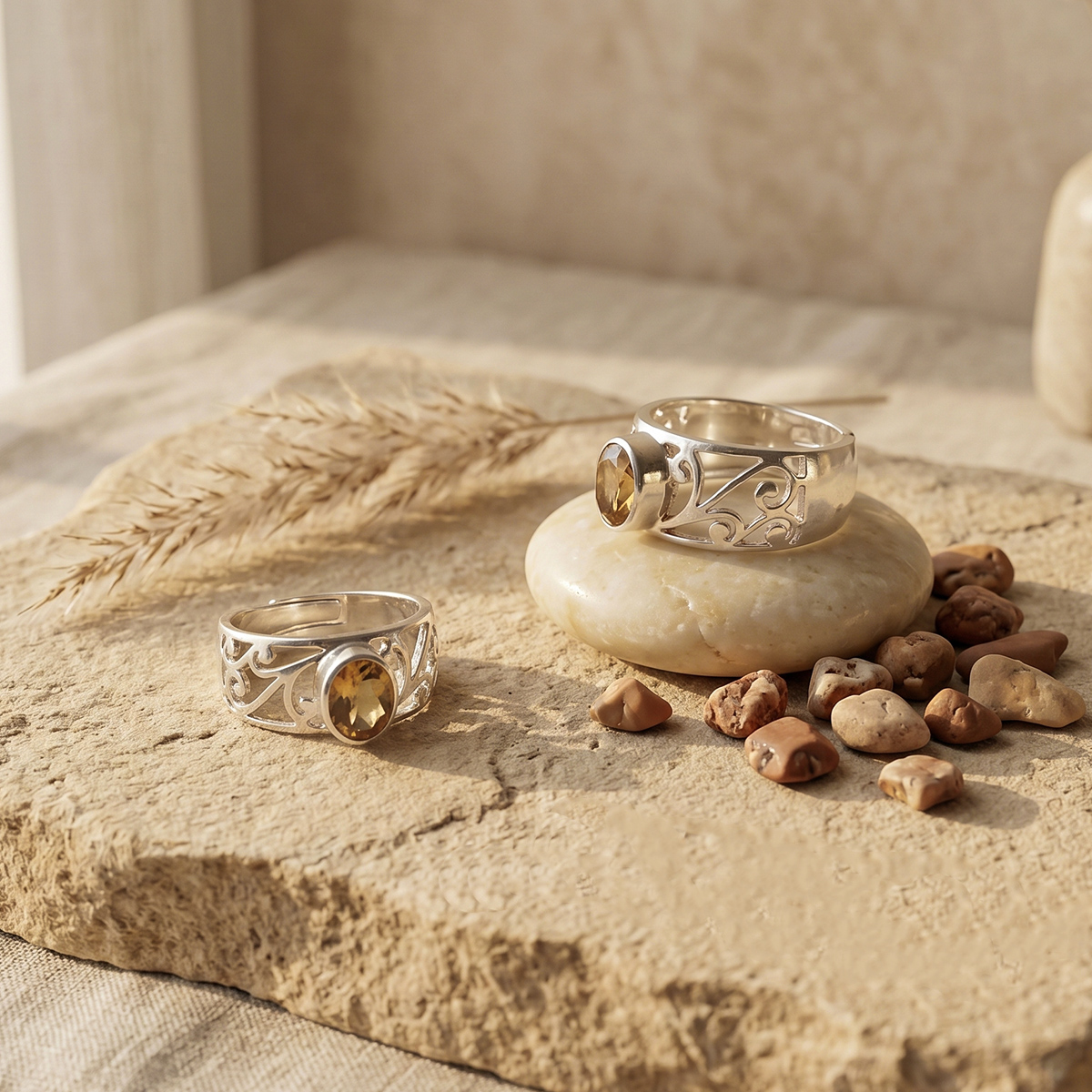 Citrine Small Oval Design Silver Ring-Shubhanjali Store (5) citrine small oval design silver ring