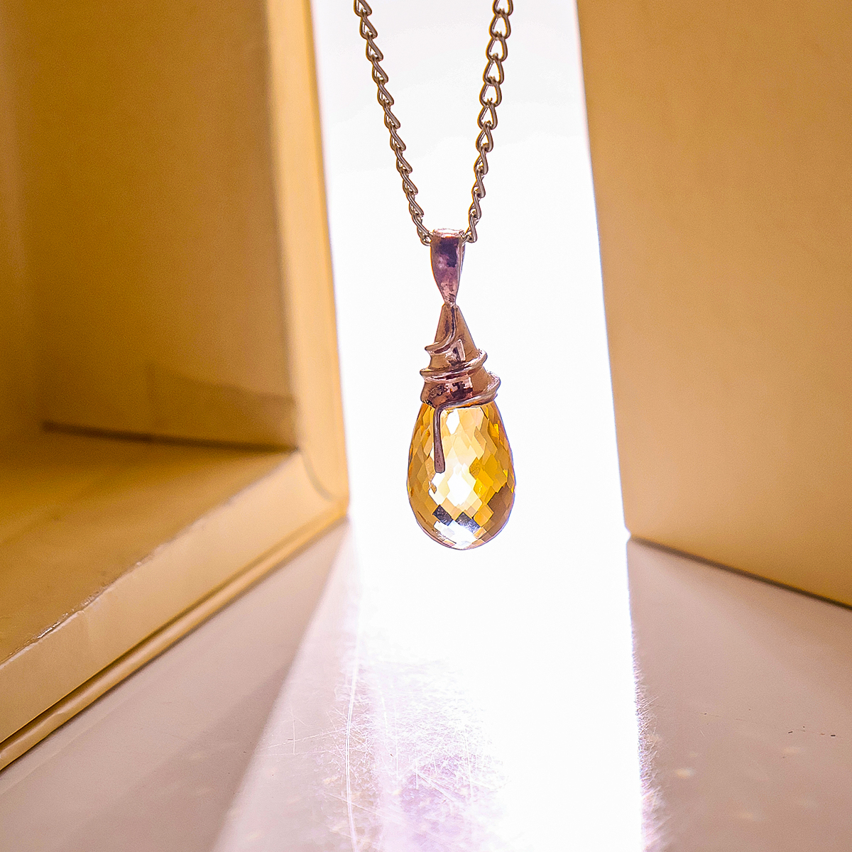 Citrine Tear Drop Faceted Silver Pendant Shubhanjali-store (2) citrine tear drop faceted silver pendant