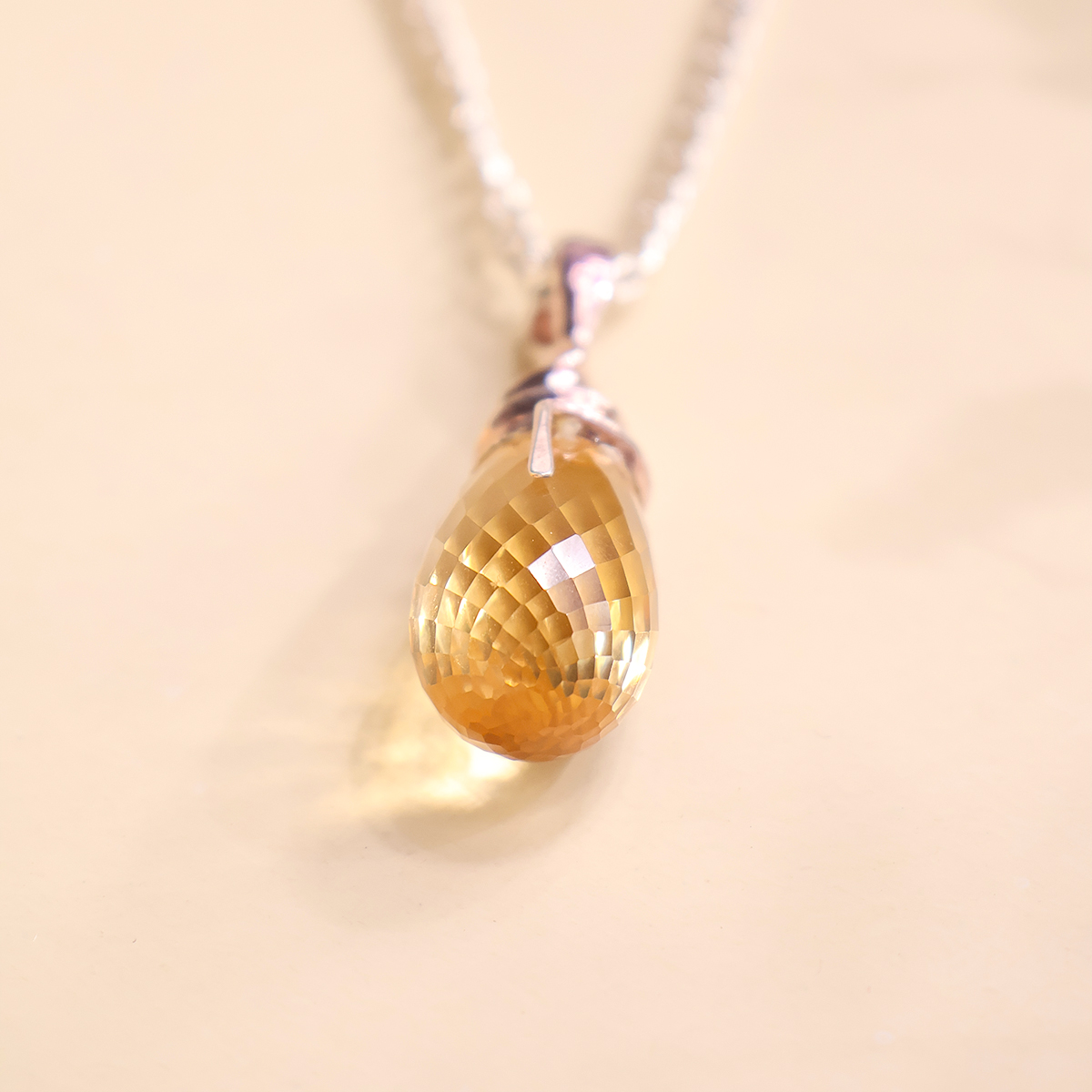 Citrine Tear Drop Faceted Silver Pendant Shubhanjali-store (3) citrine tear drop faceted silver pendant