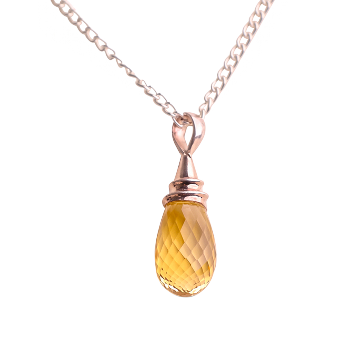 Citrine Tear Drop Faceted Silver Pendant Shubhanjali-store citrine tear drop faceted silver pendant