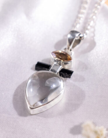 citrine with b t & cq pendant silver