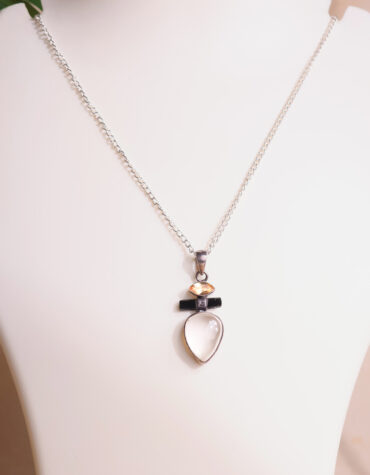citrine with b t & cq pendant silver