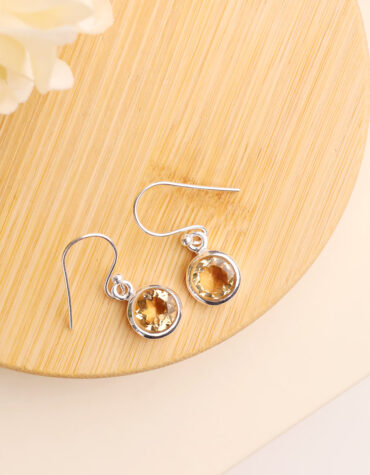 citrine hanging earring silver