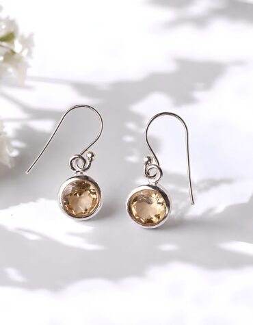 citrine hanging earring silver