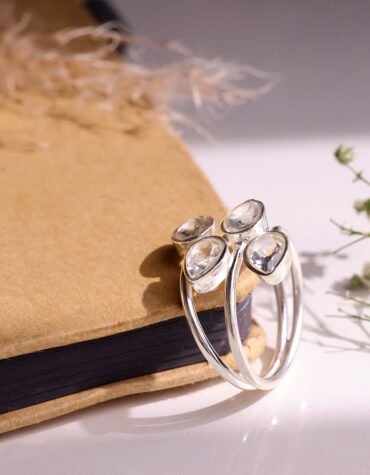 clear quartz 4 stone ring silver