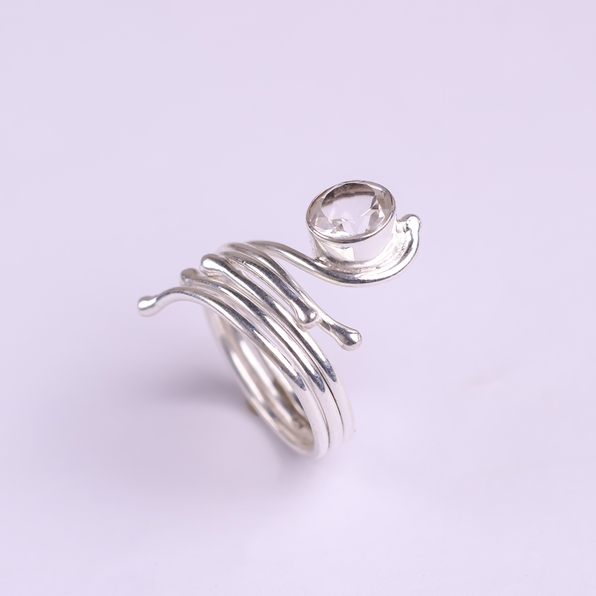 Clear Quartz Snake Ring Silver-Shubhanjali Store (1) clear quartz snake ring silver