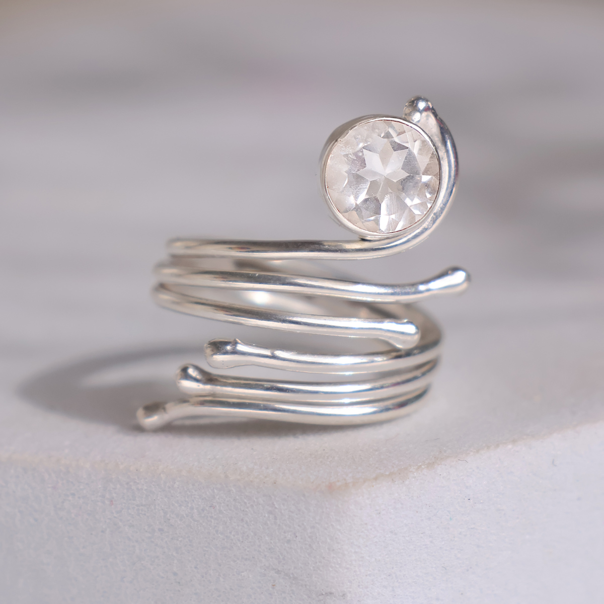 Clear Quartz Snake Ring Silver-Shubhanjali Store (3) clear quartz snake ring silver