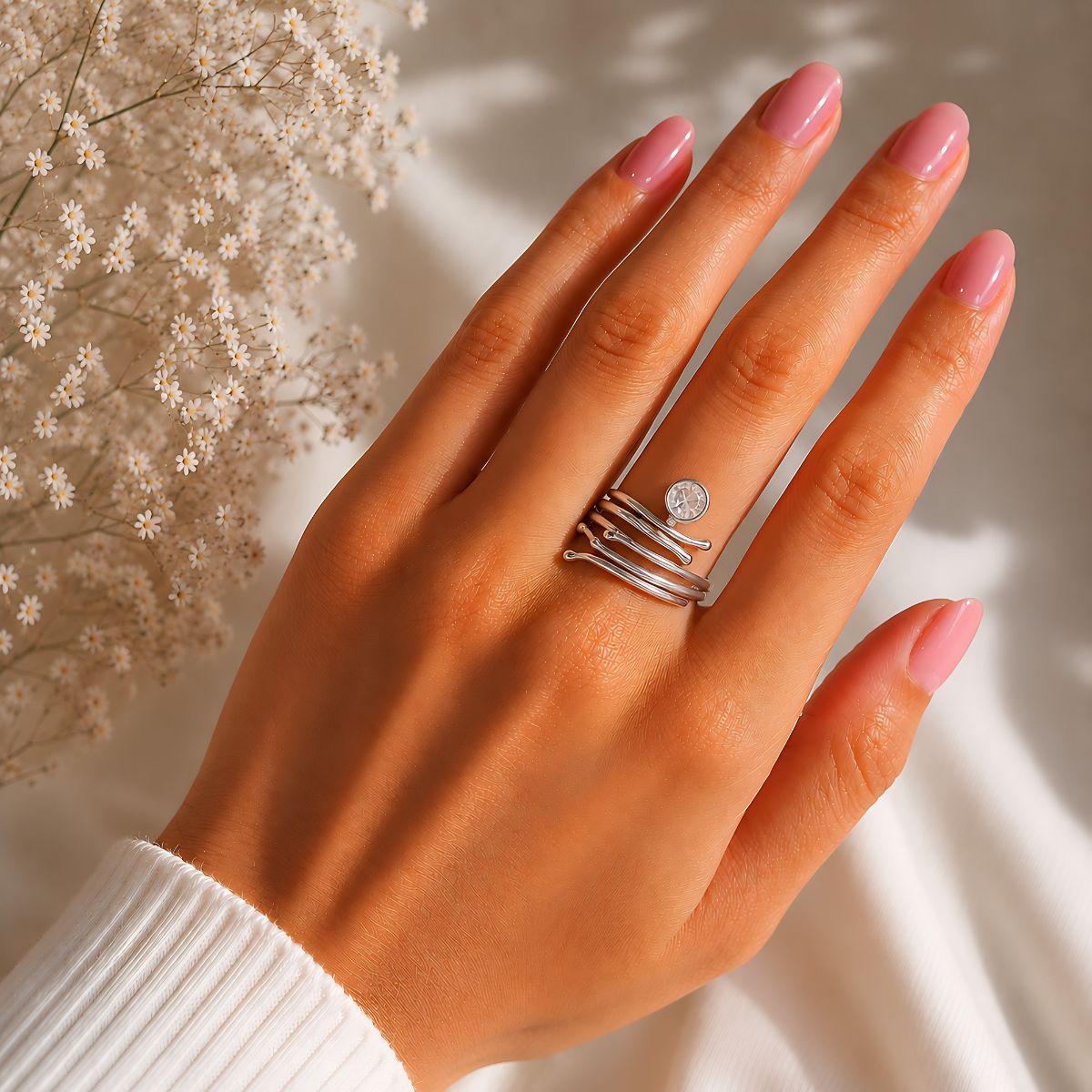 Clear Quartz Snake Ring Silver-Shubhanjali Store clear quartz snake ring silver