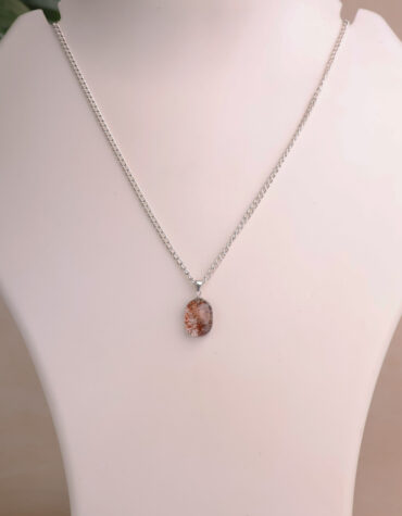 colourful lodolite oval silver pendant