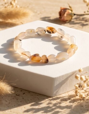 dendrite opal tumble beads small bracelet