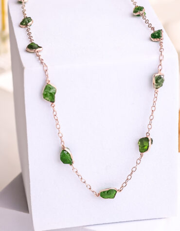 dioptase raw necklace silver