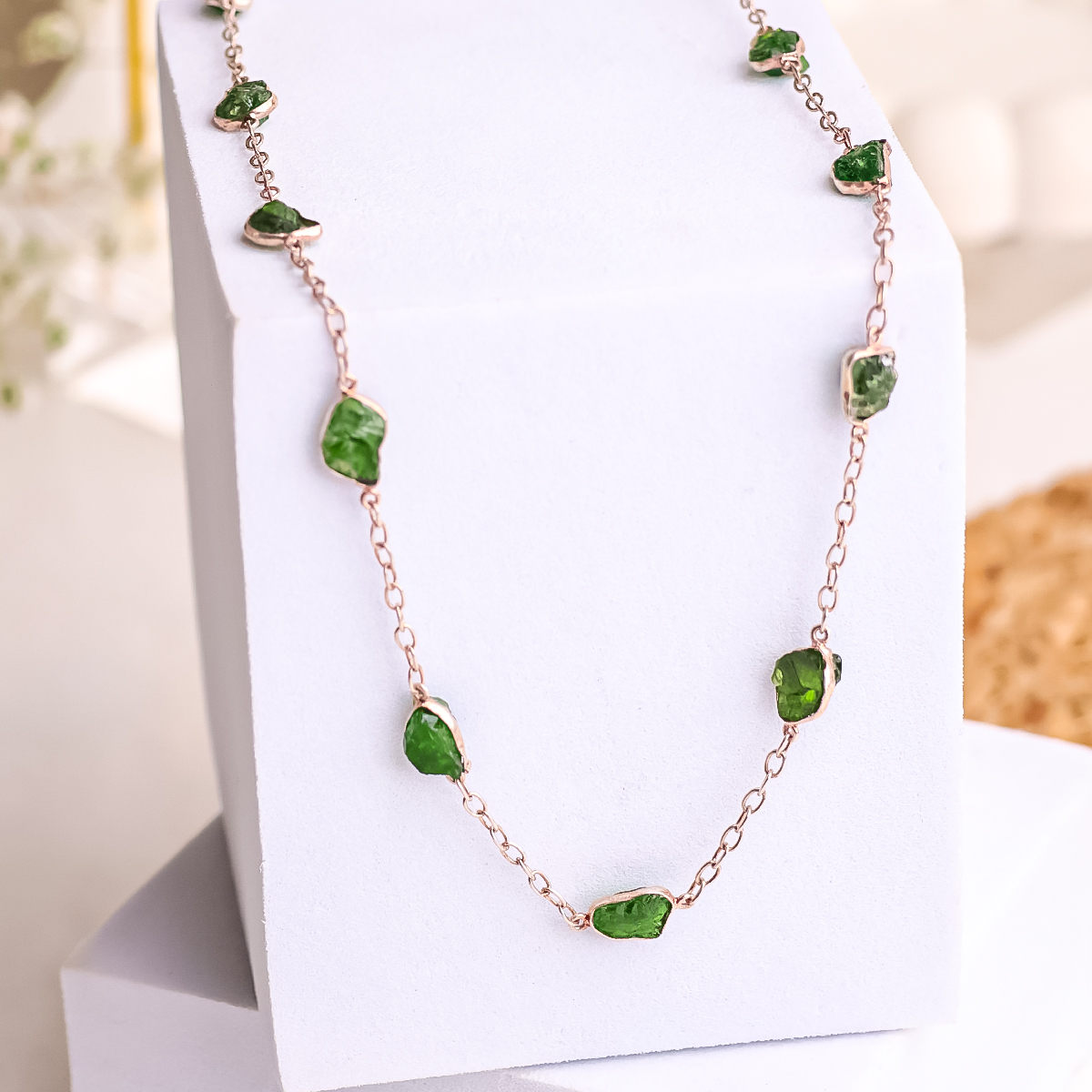 Dioptase Raw Necklace Silver-Shubhanjali Store (2) dioptase raw necklace silver