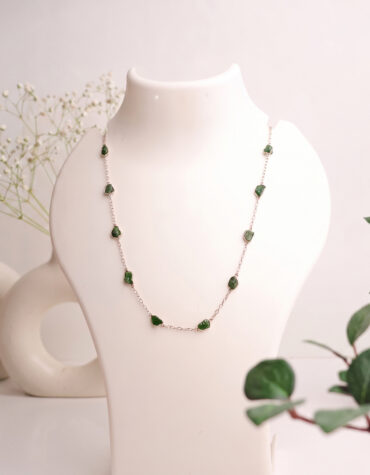 dioptase raw necklace silver