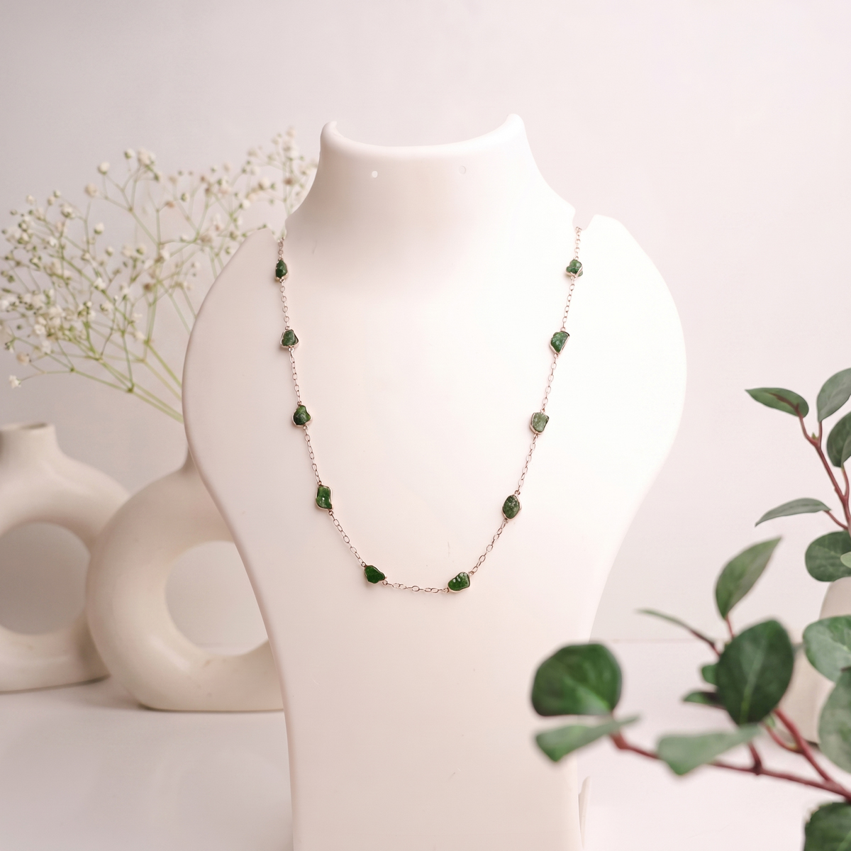 Dioptase Raw Necklace Silver-Shubhanjali Store (3) dioptase raw necklace silver