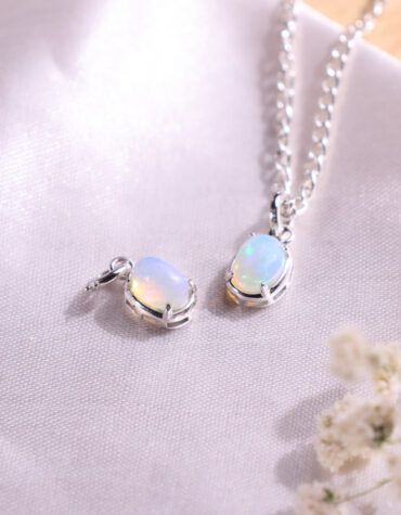 ethiopian opal oval pendant silver