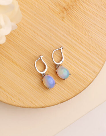 ethiopian opal hanging earring silver