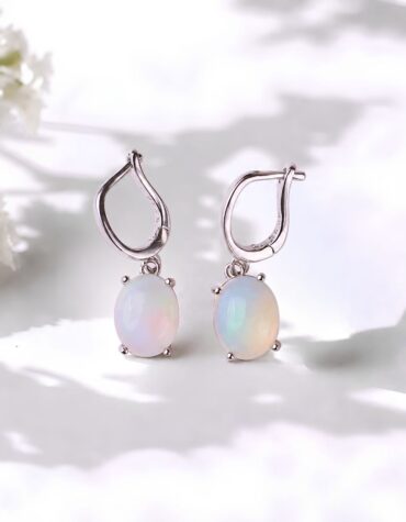 ethiopian opal hanging earring silver