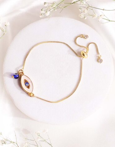 Evil Eye Mother Of Pearl Eye Shape Chain Bracelet -Shubhanjali Store