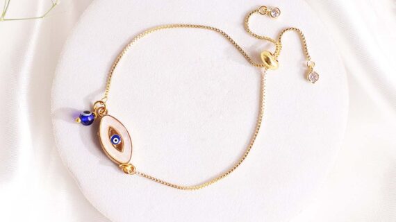 Evil Eye Mother Of Pearl Eye Shape Chain Bracelet