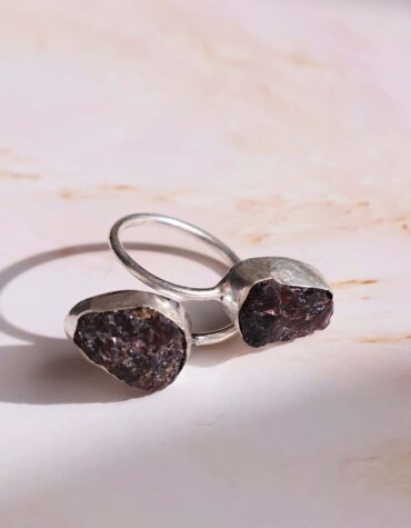 garnet double raw ring Shubhanjali Store