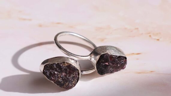 Garnet Double Raw Ring