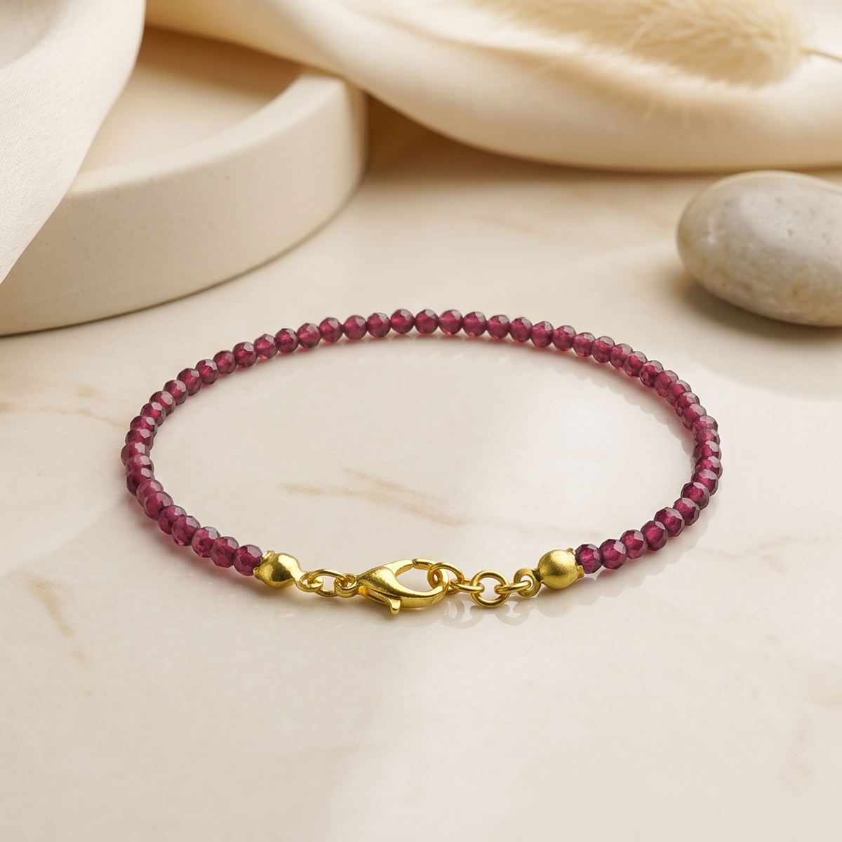 Garnet Faceted Bracelet 3mm-Shubhanjali Store (1) garnet faceted bracelet 3mm