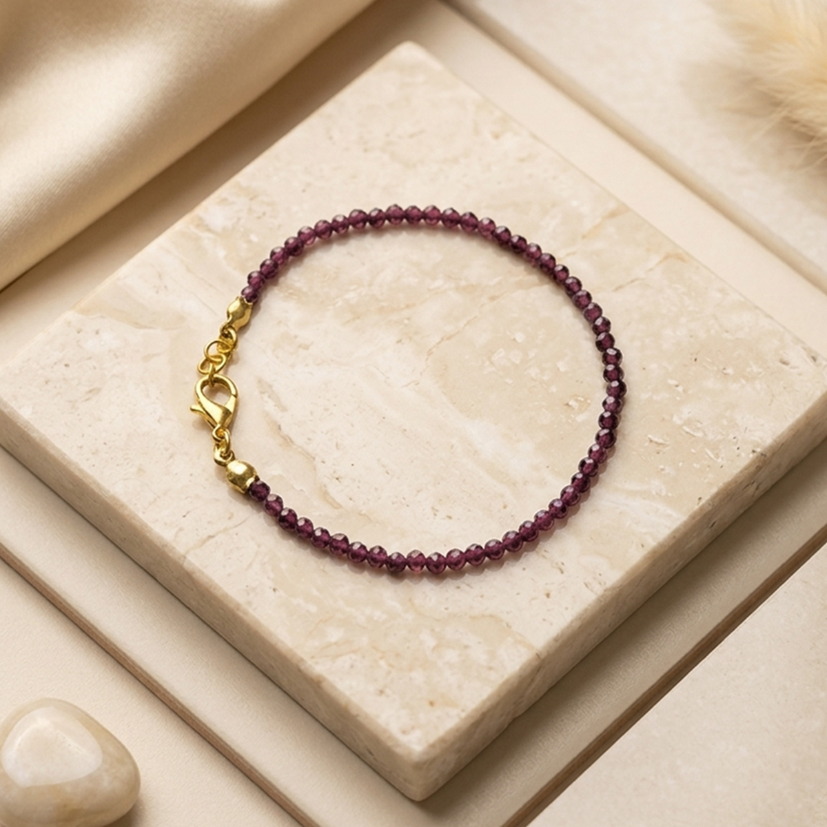 Garnet Faceted Bracelet 3mm-Shubhanjali Store (2) garnet faceted bracelet 3mm