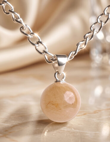 golden rutile ball silver pendant