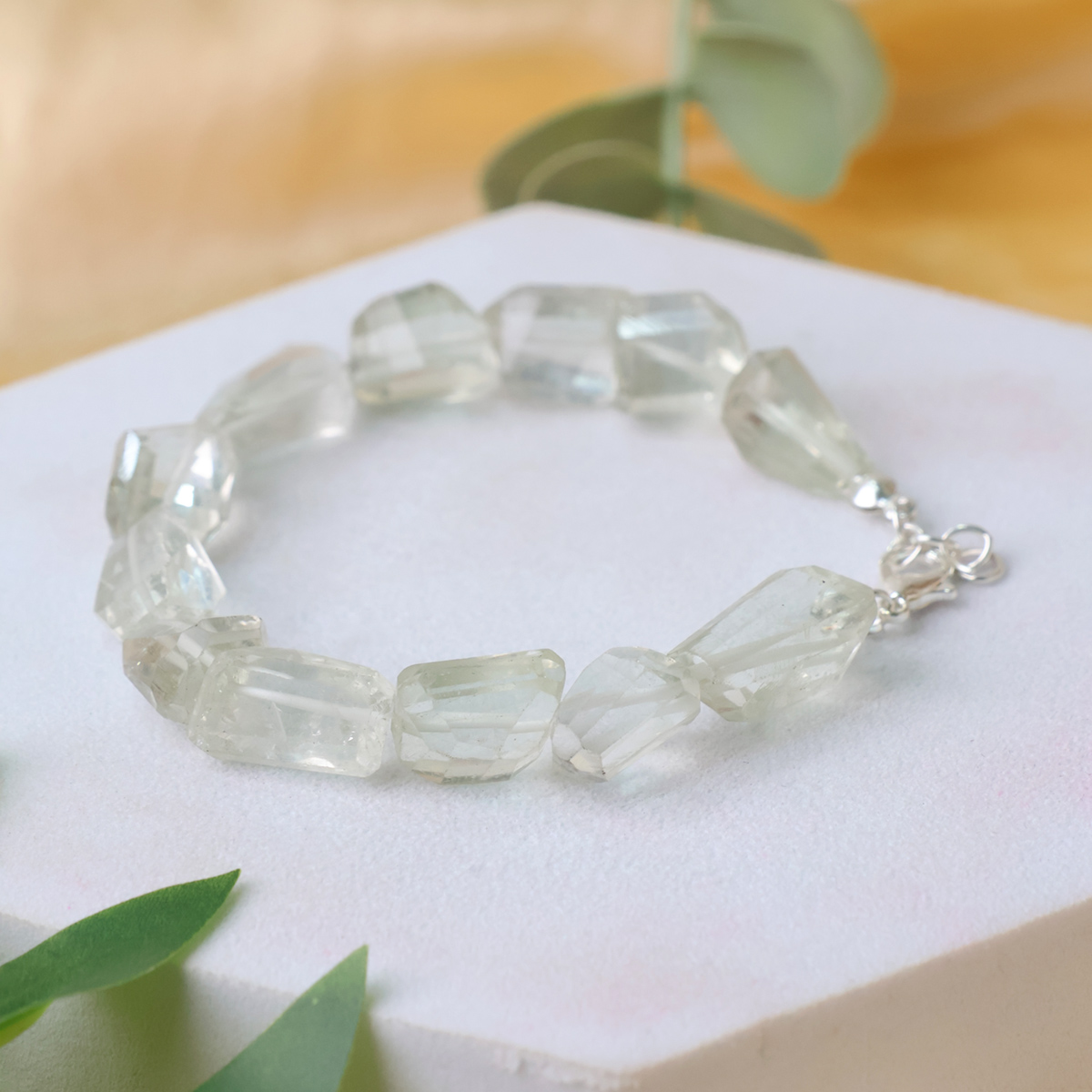 Green Amethyst Faceted Tumble Bracelet-Shubhanjali Store (1) green amethyst faceted tumble bracelet