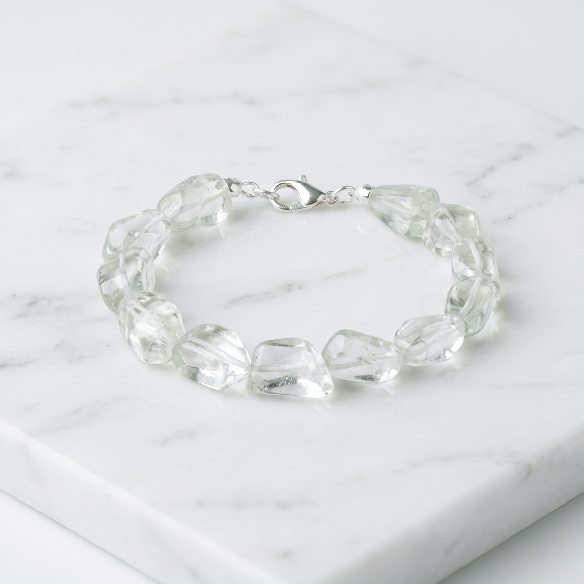 Green Amethyst Faceted Tumble Bracelet-Shubhanjali Store (3) green amethyst faceted tumble bracelet