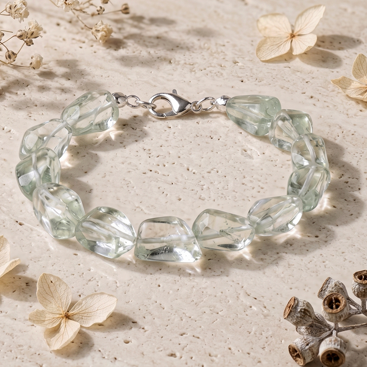 Green Amethyst Faceted Tumble Bracelet-Shubhanjali Store (4) green amethyst faceted tumble bracelet