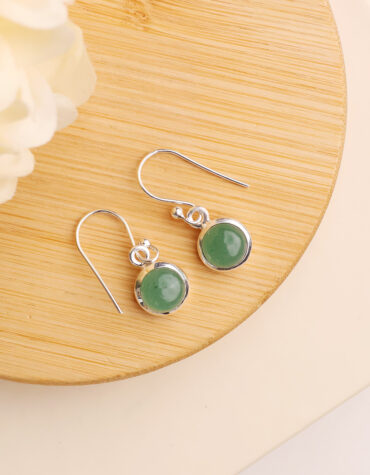 green aventurine hanging earring silver