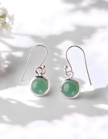 green aventurine hanging earring silver