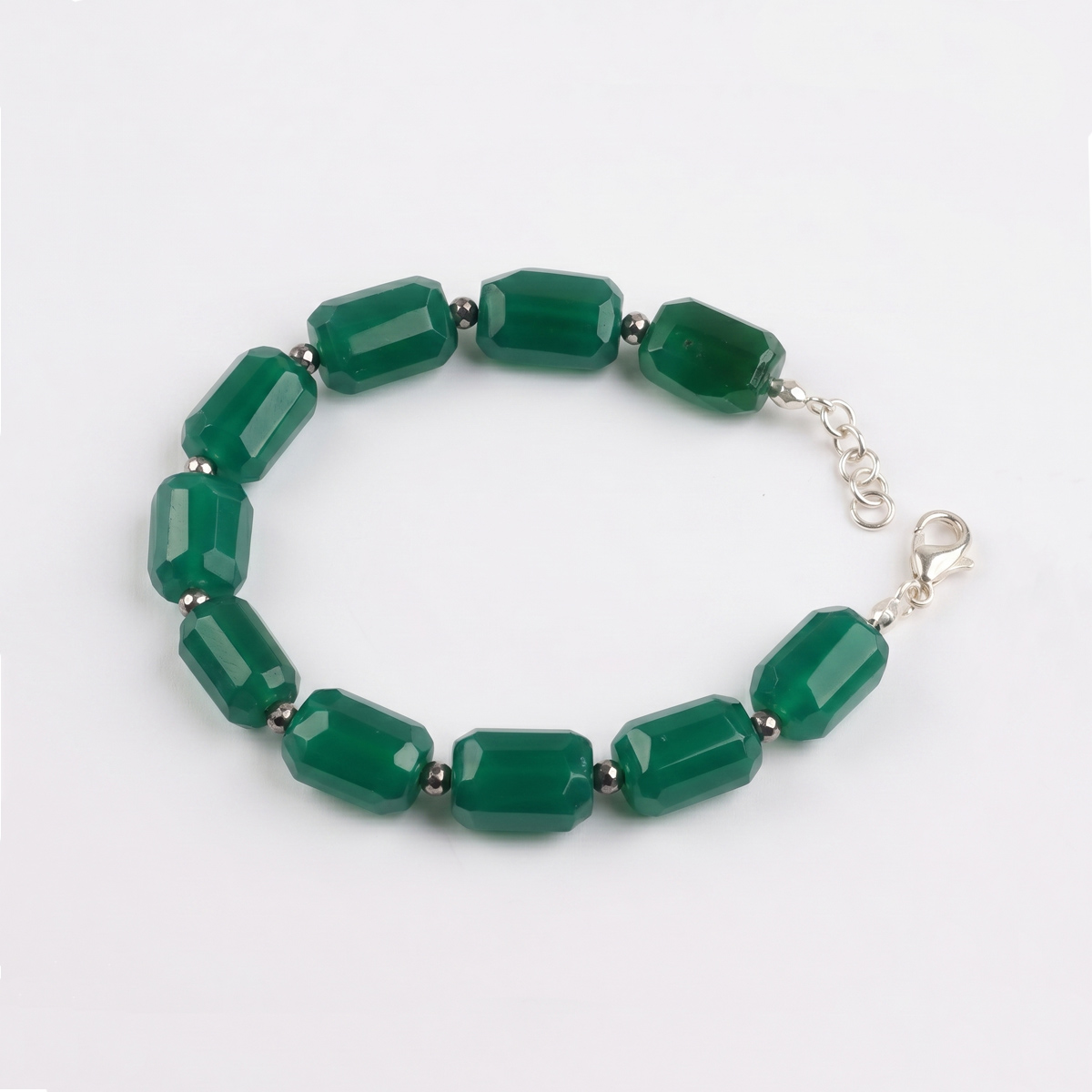 Green Onyx Faceted Tumble Bracelet-Shubhanjali Store (1) green onyx faceted tumble bracelet