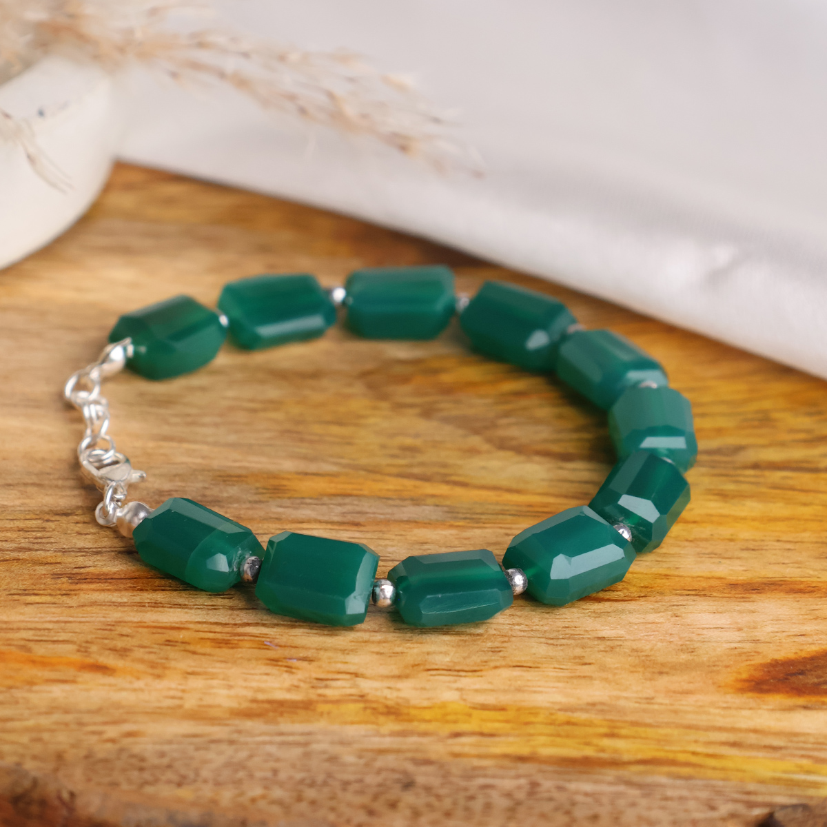 Green Onyx Faceted Tumble Bracelet-Shubhanjali Store (3) green onyx faceted tumble bracelet