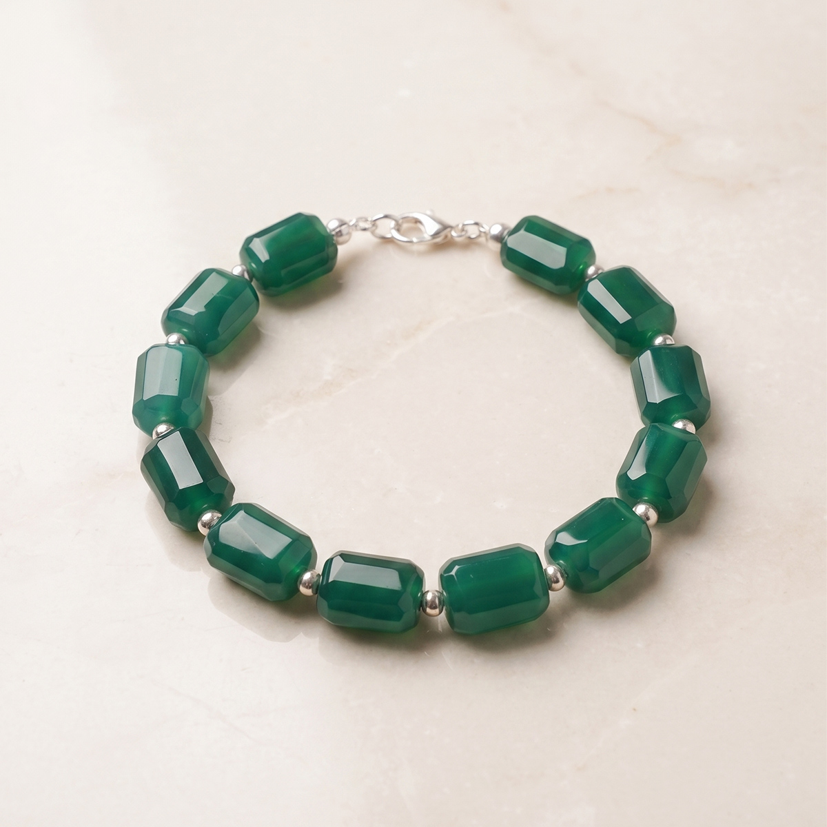 Green Onyx Faceted Tumble Bracelet-Shubhanjali Store (4) green onyx faceted tumble bracelet