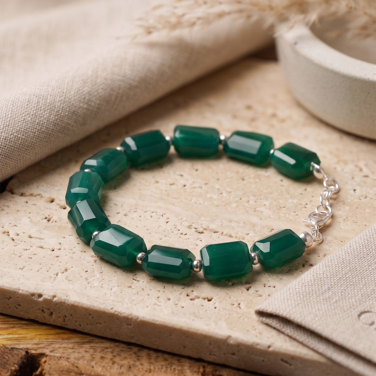 Green Onyx Faceted Tumble Bracelet-Shubhanjali Store (5) green onyx faceted tumble bracelet
